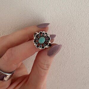 James Avery RETIRED De Flores Turquoise Flower Ring - Size 7.5